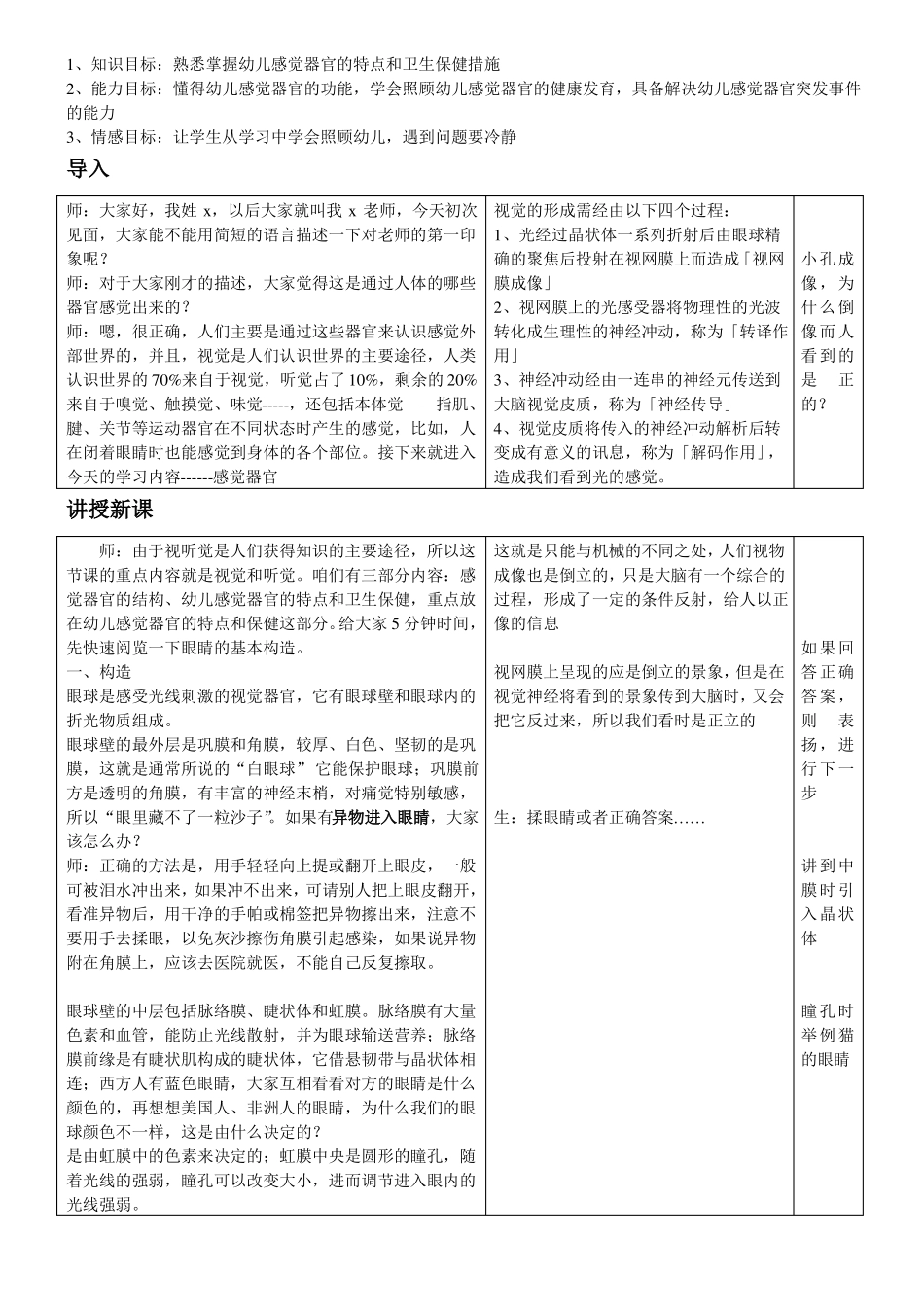 儿童卫生与保健感觉器官教案_第1页