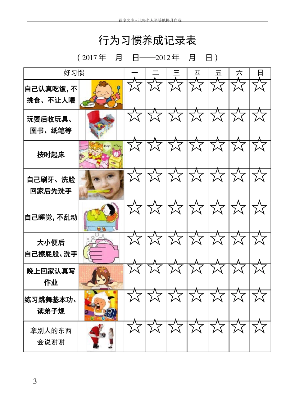 儿童行为习惯养成记录表_第3页