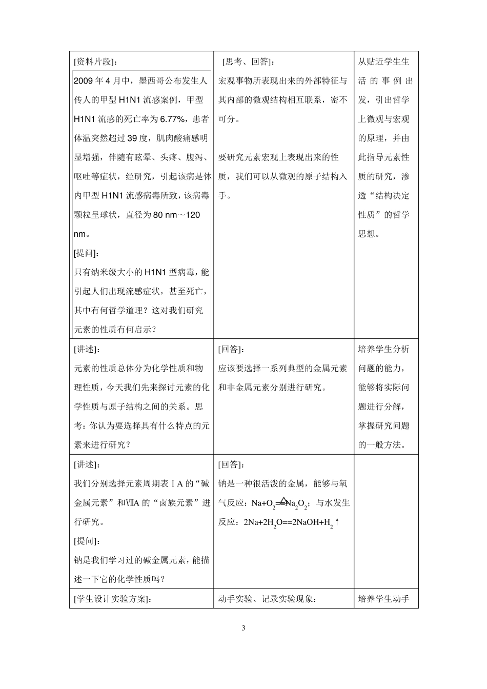 元素周期表第二课时教学设计_第3页
