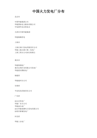 全国火电厂分布