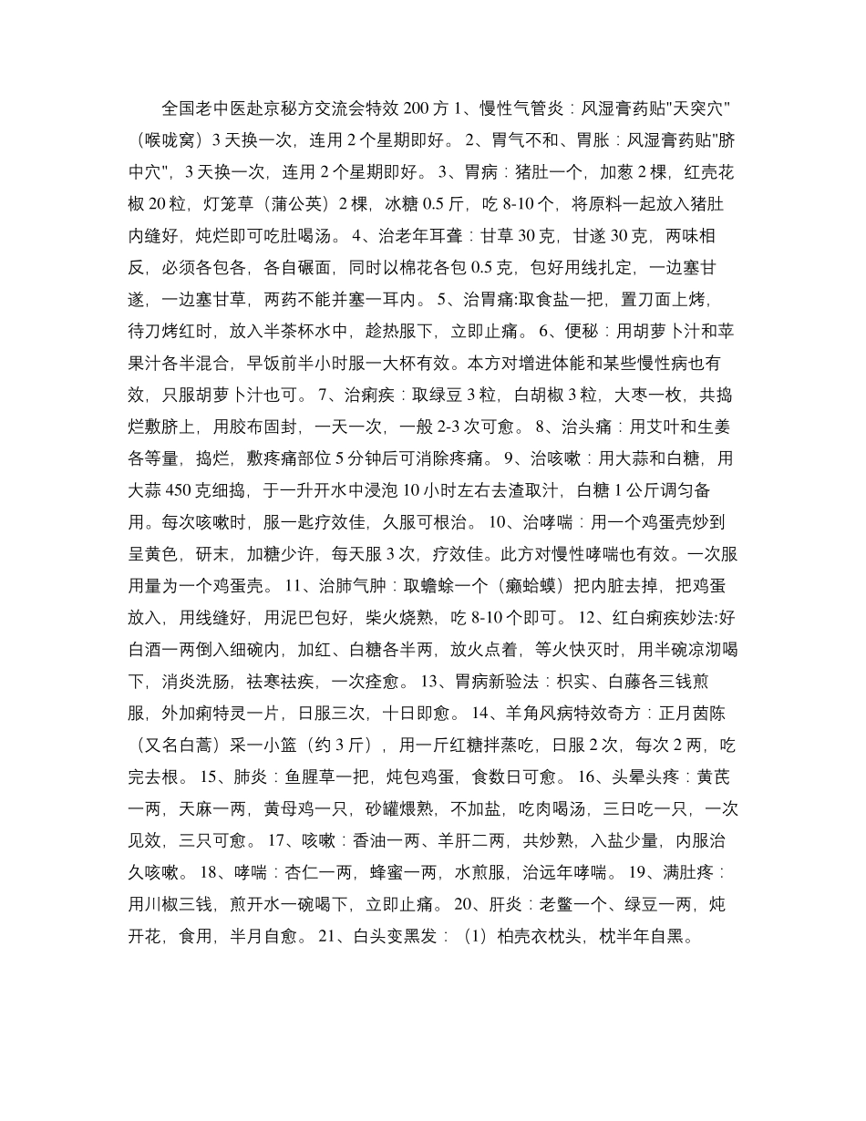 全国老中医赴京秘方交流会特效200方精_第1页