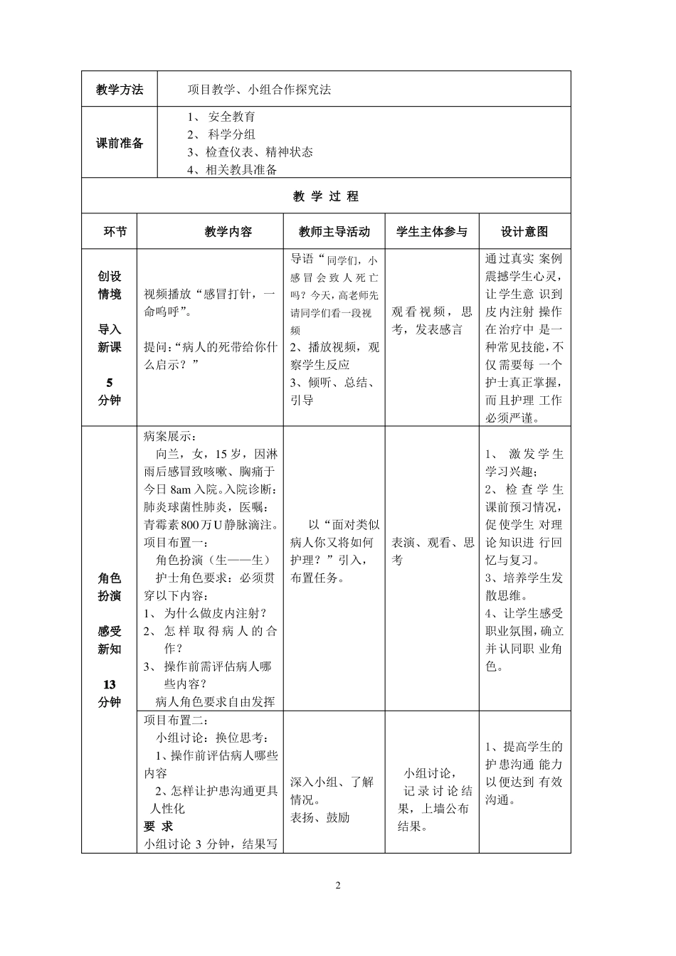 全国职业院校教师教学能力大赛获奖作品教案案例皮内注射法教案设计方案_第2页