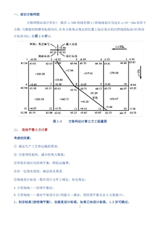 全面方格网计算土方量教材及例题1