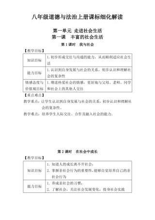 八上道德与法治课标细化