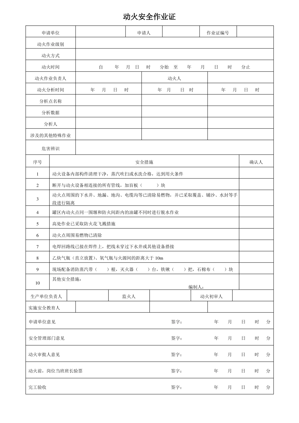 八大特殊作业票证模板_第1页