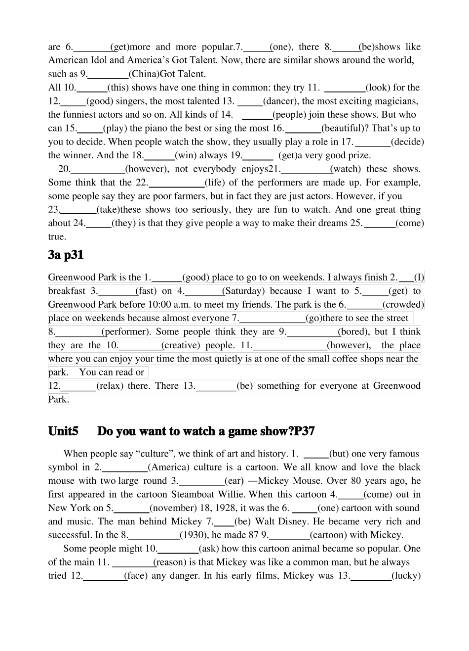 八年级上册英语挖词填空_第3页