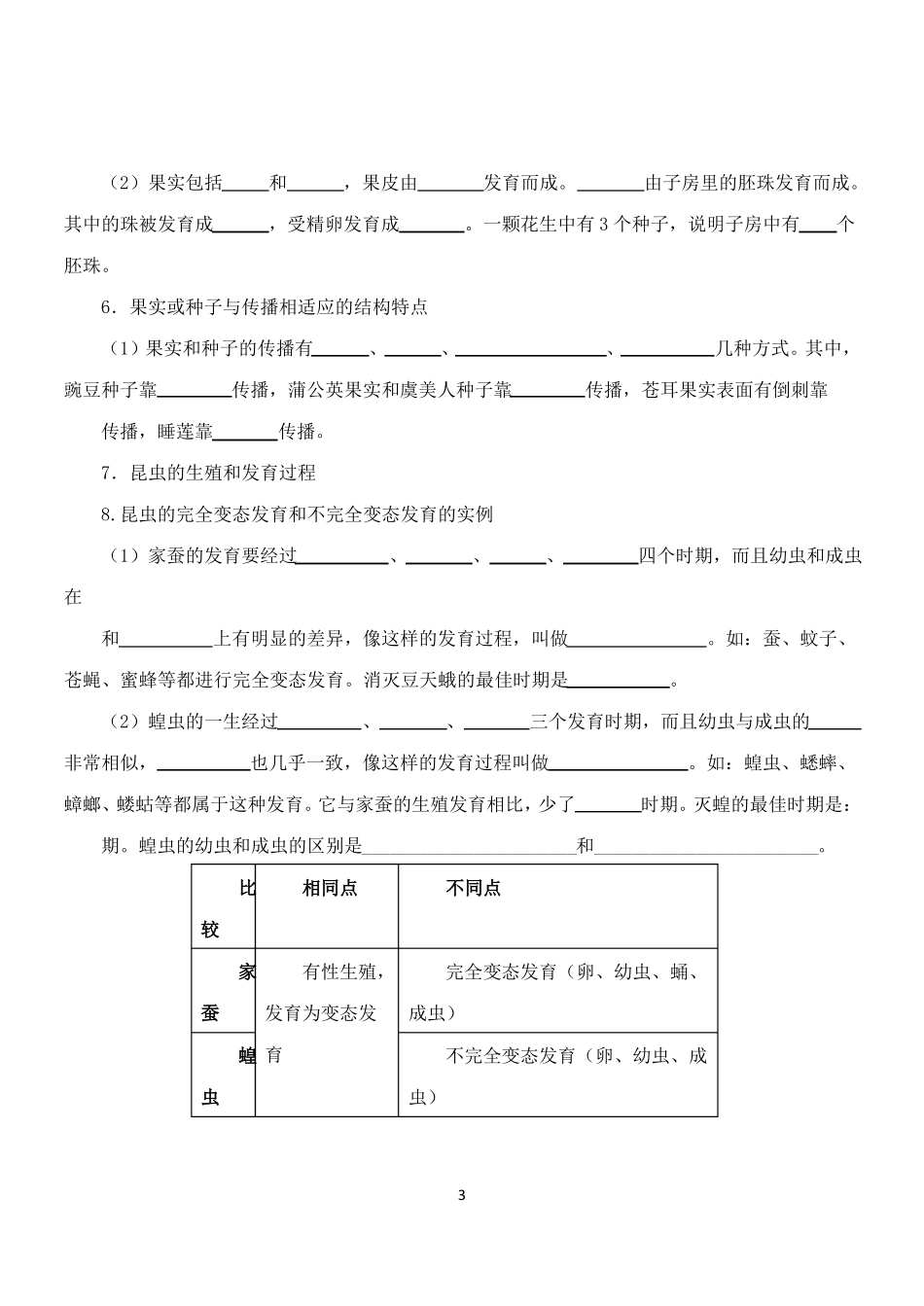八年级下册生物预习提纲_第3页