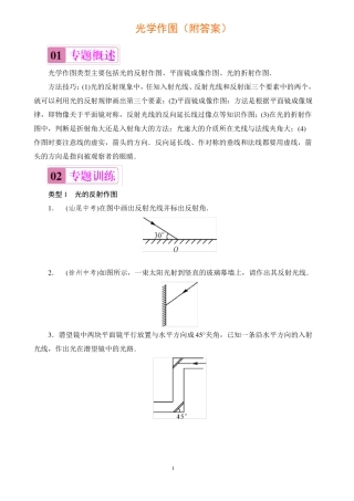 八年级物理光学作图专项训练及答案