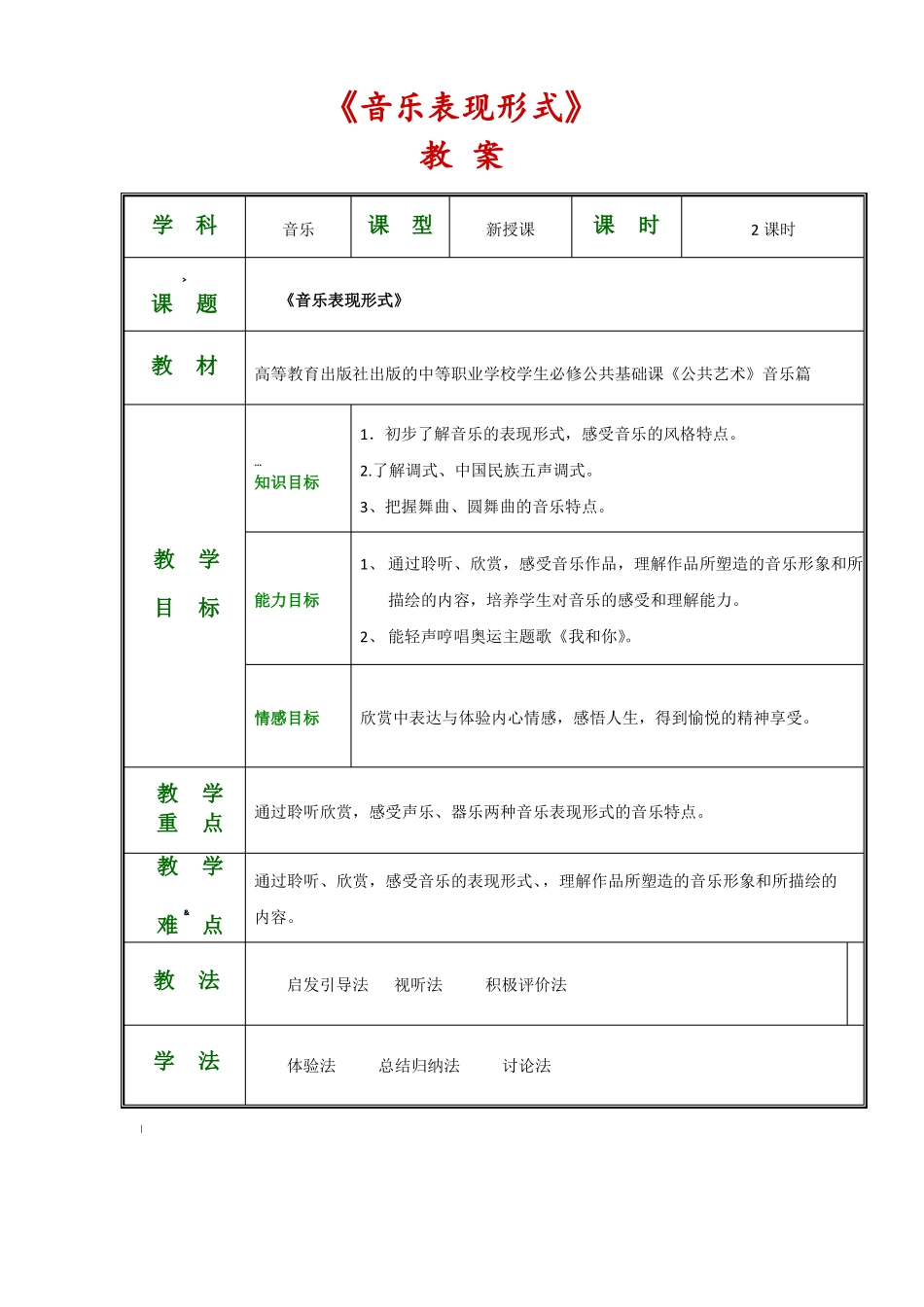 公共艺术音乐篇全套教案聆听与感悟_第1页