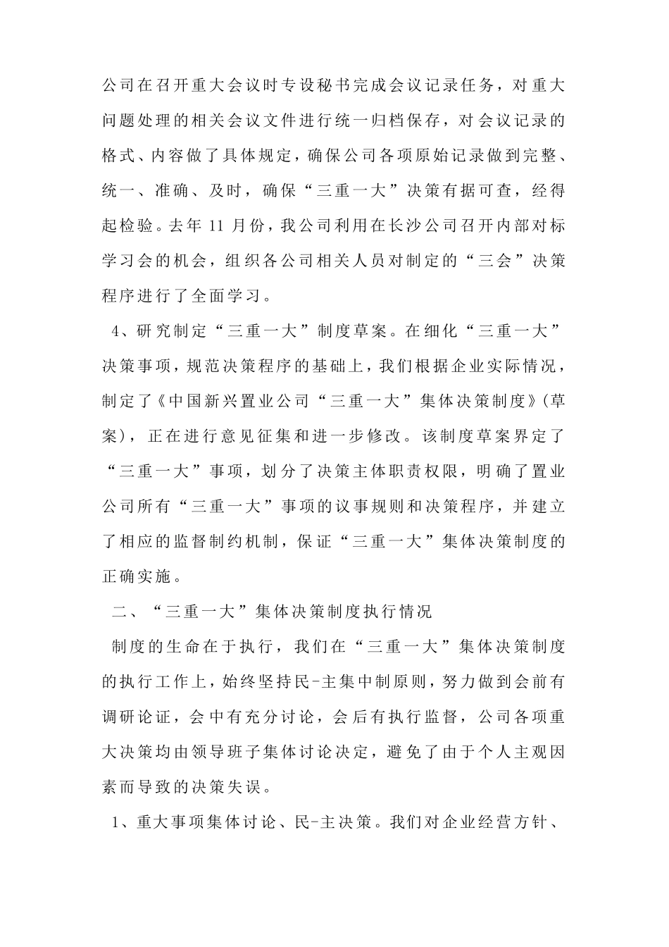公司三重一大自查报告_第3页