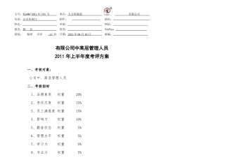 公司中高层管理人员考评方案