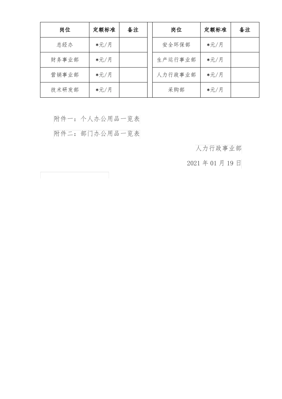 公司办公用品费用定额管理制度_第3页