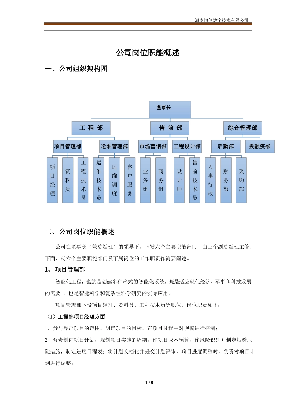 公司岗位职能概述_第1页