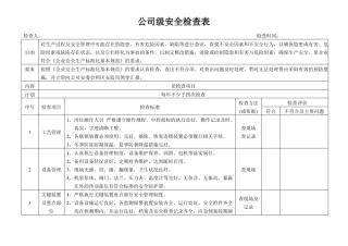 公司级安全检查表含车间级