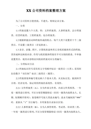 公司资料档案整理方案