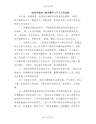 2024年农村三资代理中心个人工作总结