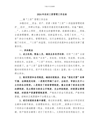 2024年农村三资管理工作总结