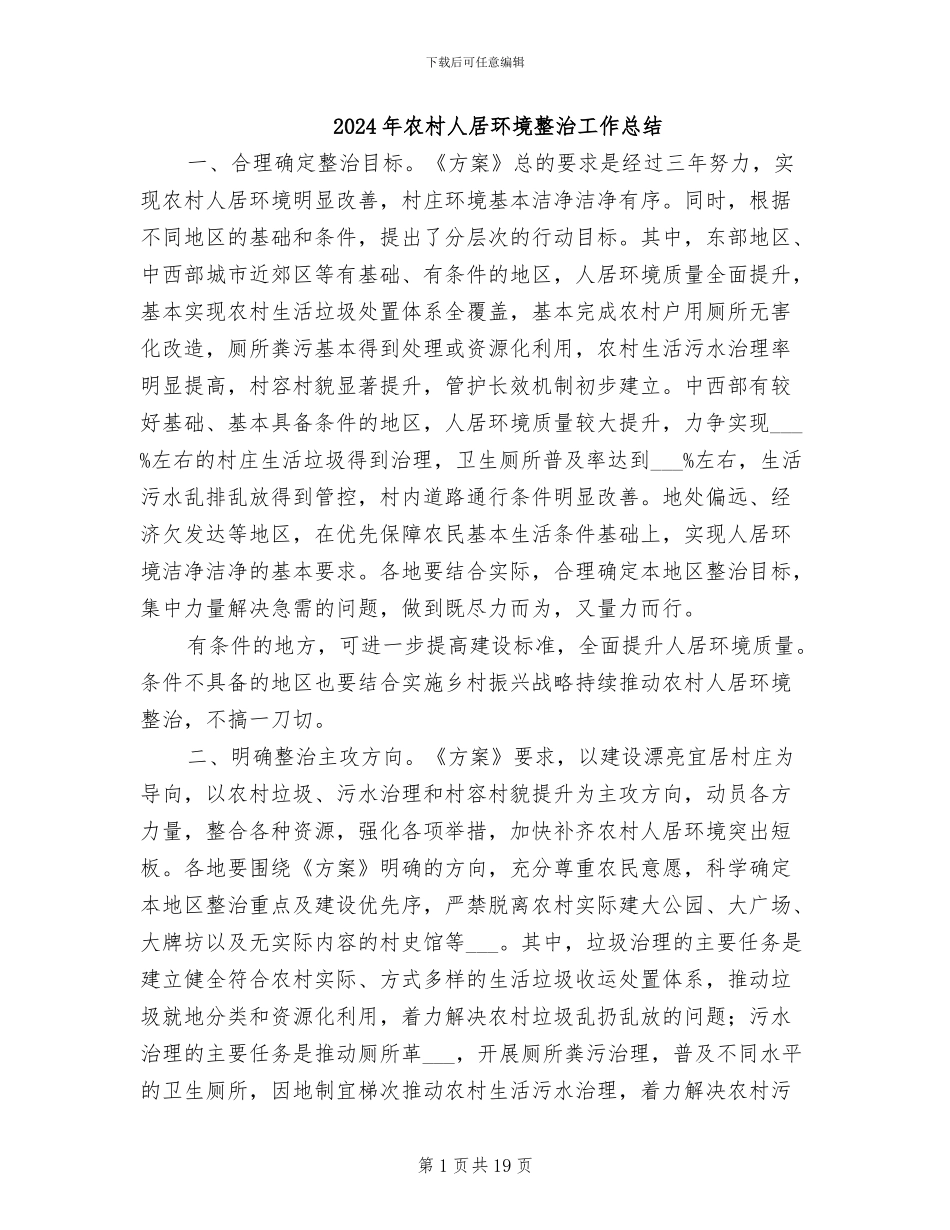 2024年农村人居环境整治工作总结_第1页