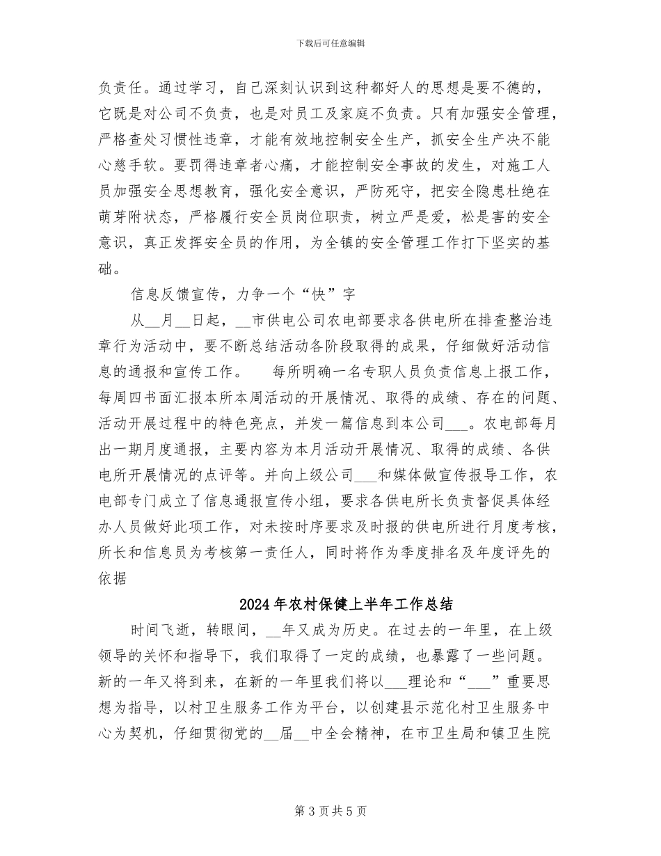 2024年农村供电所集中排查整治各类违章行为总结_第3页