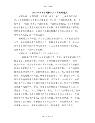 2024年农村信用社个人工作总结范文