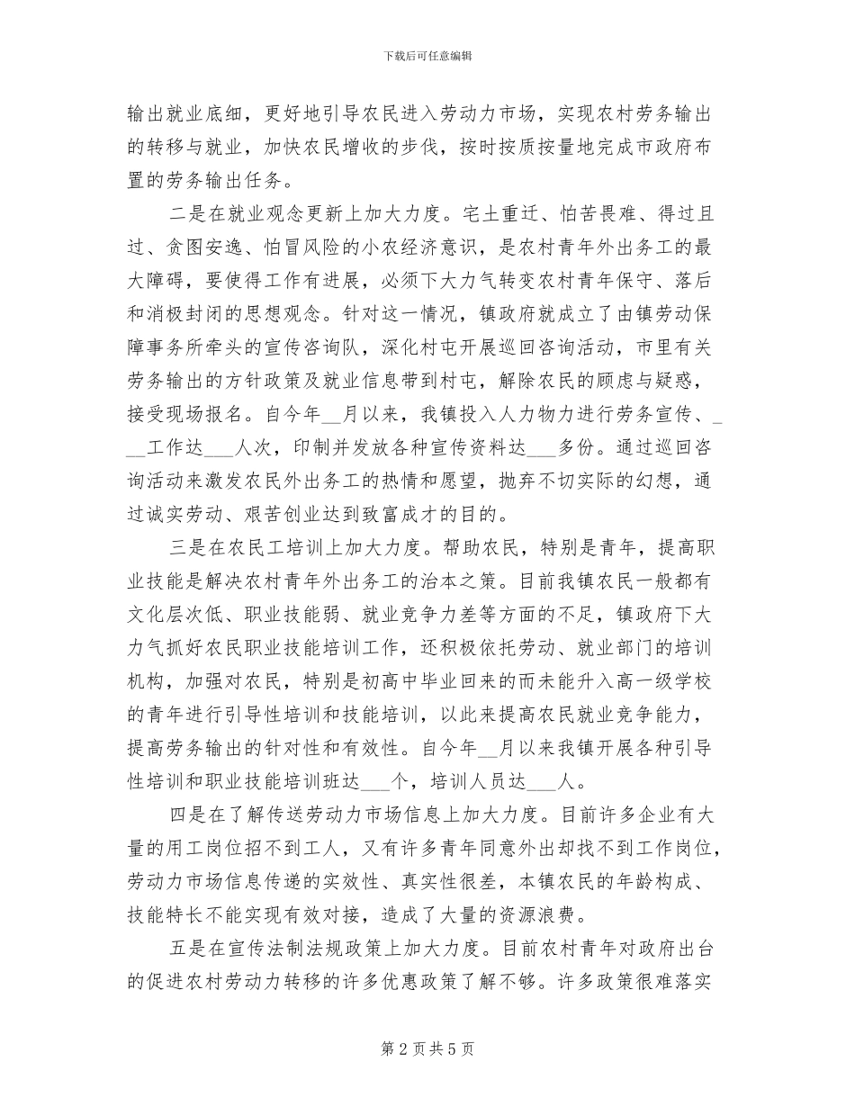 2024年农村劳动力转移就业工作总结_第2页