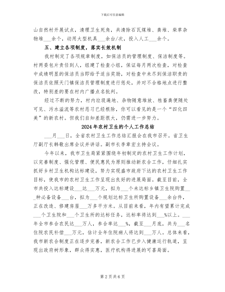 2024年农村卫生整治工作总结范文_第2页