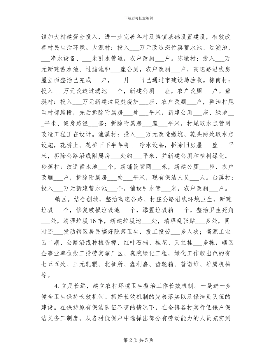 2024年农村垃圾环境卫生综合整治工作总结模板_第2页