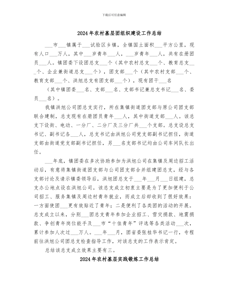 2024年农村基层团组织建设工作总结_第1页