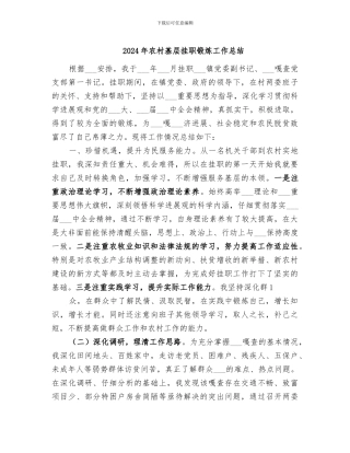 2024年农村基层挂职锻炼工作总结