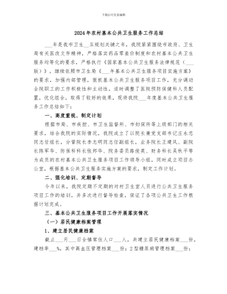 2024年农村基本公共卫生服务工作总结