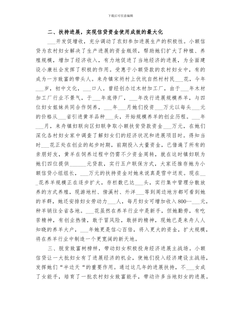 2024年农村妇女发展资金使用情况工作总结_第2页