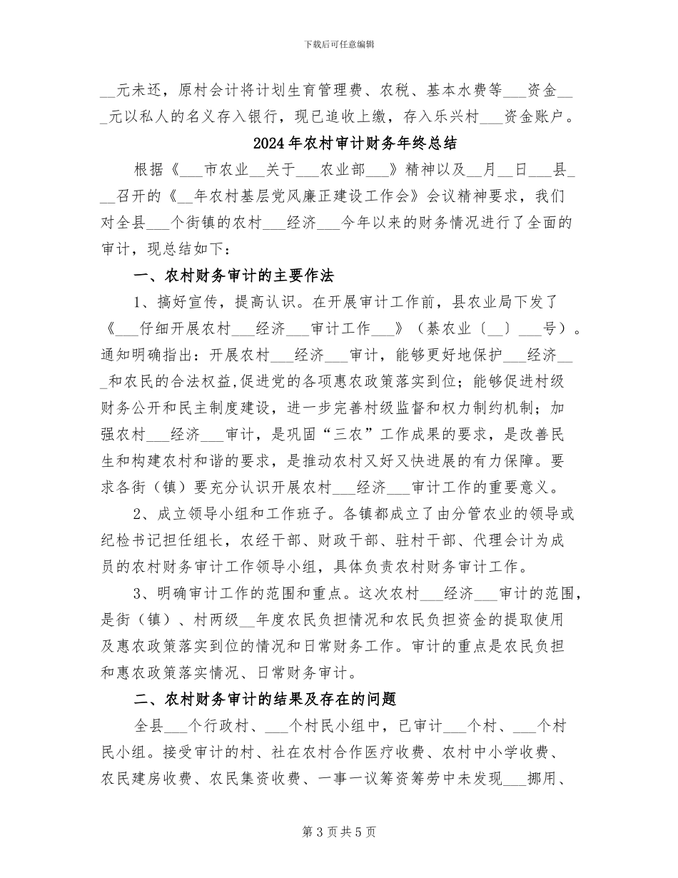 2024年农村审计财务工作总结与计划_第3页