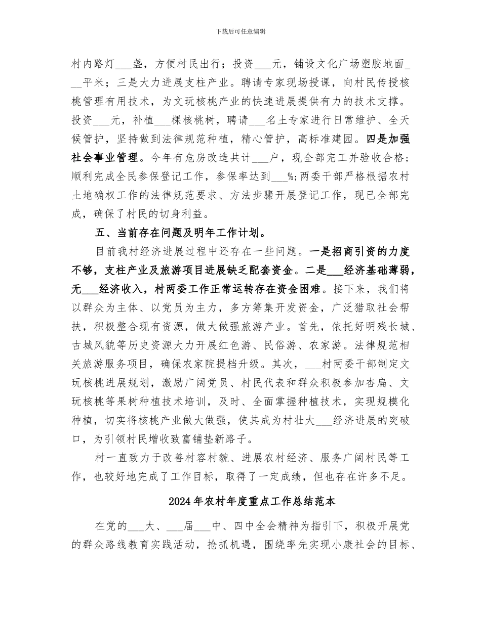 2024年农村年度重点工作总结范文_第2页