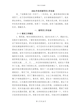 2024年农村指导员工作总结