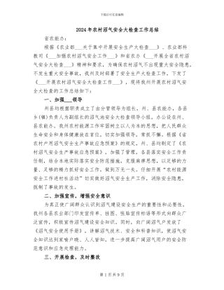 2024年农村沼气安全大检查工作总结