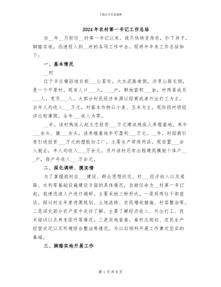 2024年农村第一书记工作总结