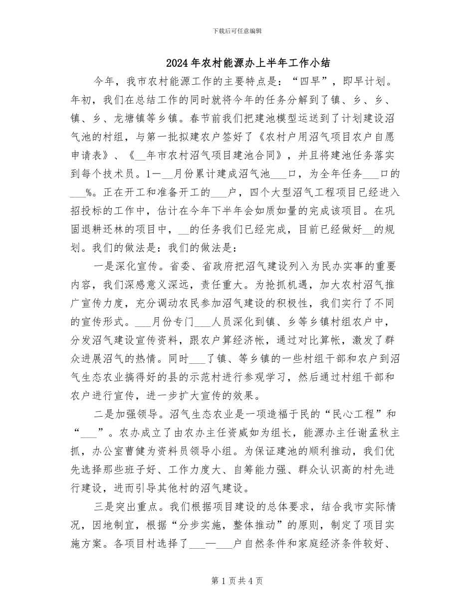 2024年农村能源办上半年工作小结_第1页