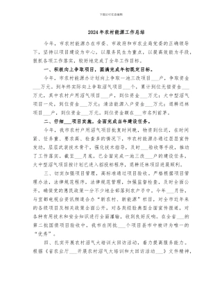 2024年农村能源工作总结