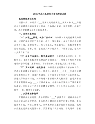 2024年农林系统机关效能建设总结