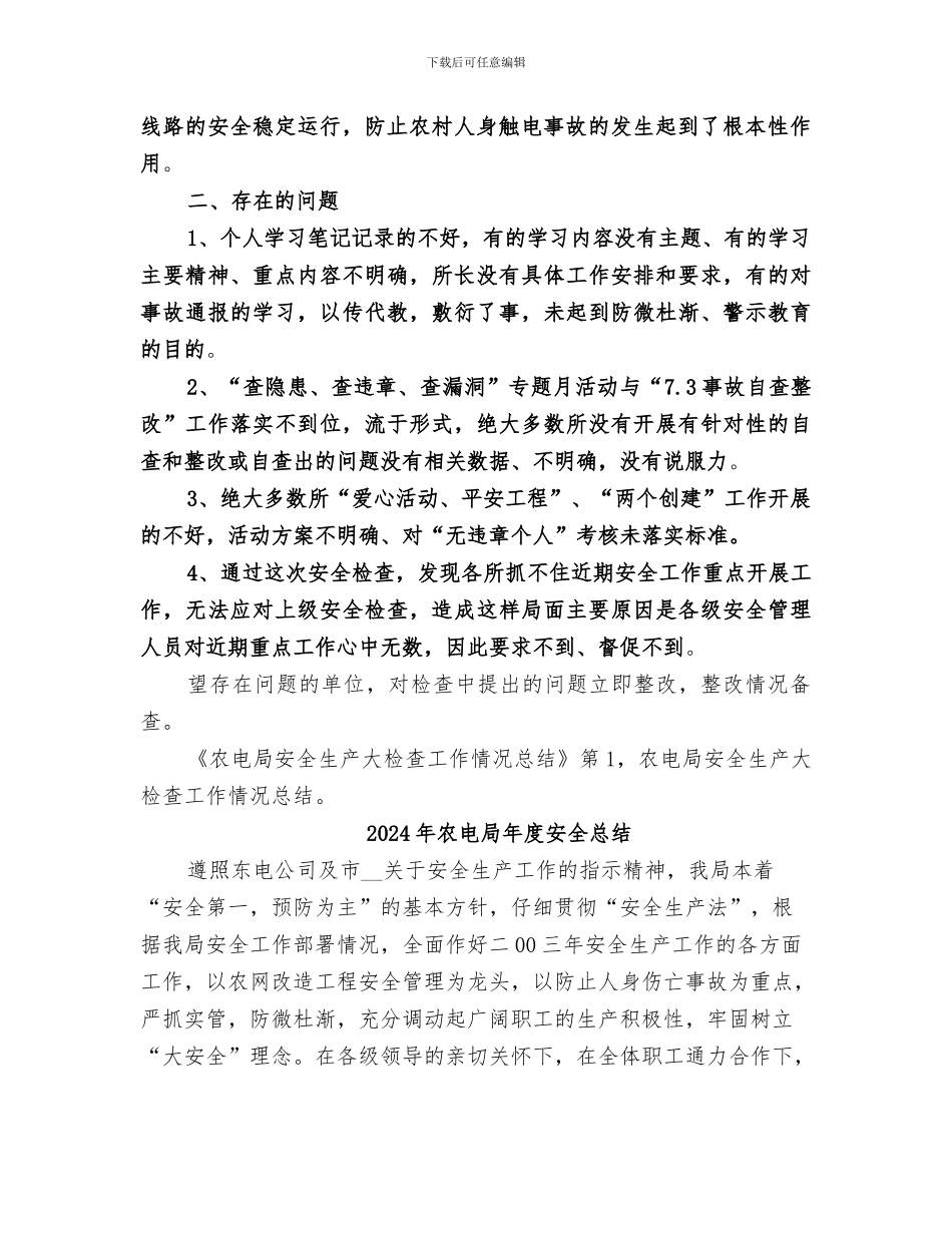 2024年农电局安全生产大检查工作情况总结范文_第2页