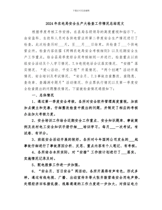2024年农电局安全生产大检查工作情况总结范文
