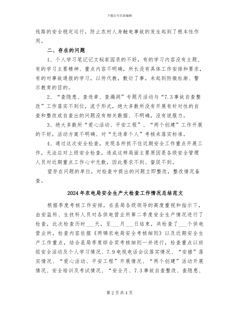 2024年农电局安全生产大检查工作情况总结_第2页