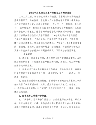2024年农电局安全生产大检查工作情况总结