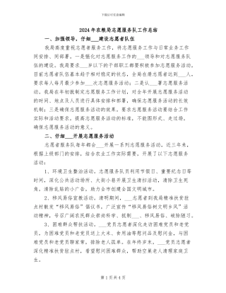 2024年农粮局志愿服务队工作总结