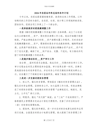 2024年农经站年终总结和来年计划