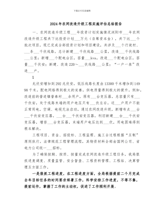 2024年农网改造升级工程实施评估总结报告