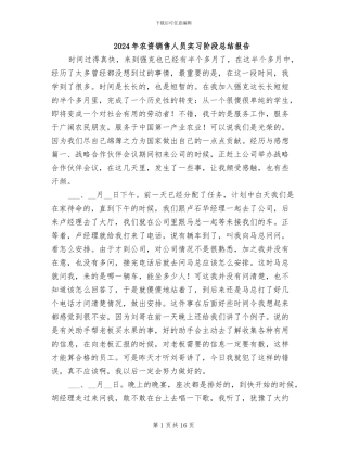 2024年农资销售人员实习阶段总结报告