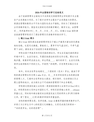 2024年出国培训学习总结范文