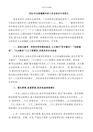 2024年出版编辑年终工作总结及计划范文