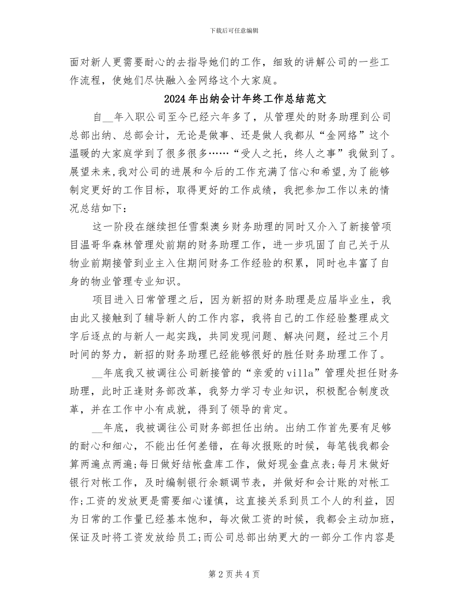 2024年出纳会计年终工作总结_第2页